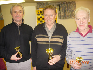 Stefan (2:a), Gert (1:a) och Sture (3:a) i Veteran-KM