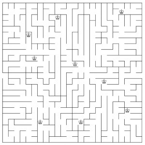 Hur många kungar passerar du på den kortaste vägen genom labyrinten?